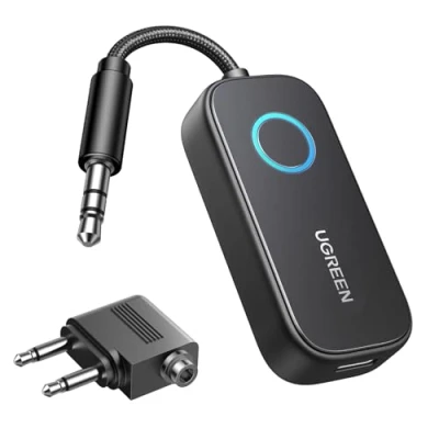 Immagine di UGREEN Adattatore Bluetooth Aereo Trasmettitore Ricevitore 5.2 Jack Audio da 3,5 mm 2 in 1 per Altoparlante Auto Cuffie Amplificatore TV Mobile PC