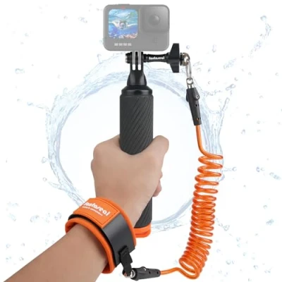 Immagine di Impugnatura Galleggiante Bastone Impermeabile in Alluminio Selfie con Testa Supporto per Action Cam Cinturino da Polso Kit Subacqueo GoPro Hero 12 11 10 9 8 Insta360 DJI