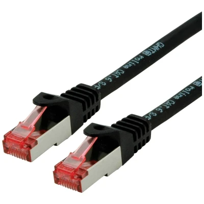 Immagine di Roline 21.15.2651 RJ45 cavo di rete, patch CAT 6 S/FTP 1.00 m Nero doppia schermatura, Privo alogeni, Ritardante fiamma 1 pz.