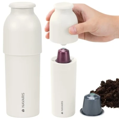 Immagine di Navaris Apricapsule Compatibile con Nespresso Apri Capsule caffè Strumento per Riciclare Caffe Alluminio Svuota Cialde Usate Bianco