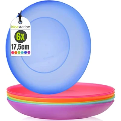Immagine di idea station NEO piatti plastica 6 x 17.5 cm colorati bambini infrangibili set di perfetto per compleanni o campeggio