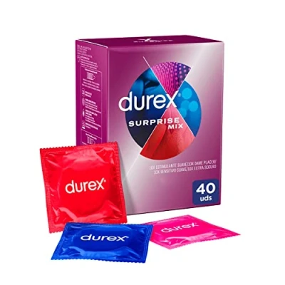 Immagine di Durex Surprise Me, Mix Preservativi Assortiti, Profilattici Sottili con Rilievi e Nervature, 40 Preservativi, Solo Online