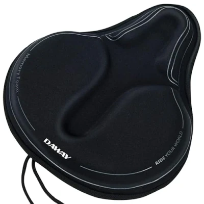 Immagine di DAWAY Coprisella imbottito in memory foam, C6M, extra morbido, grande per cyclette, bicicletta, MTB, comodo cuscino sella uomo e donna, 30 x 27 cm