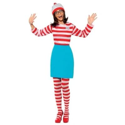 Immagine di SMIFFYS Dov&#039;è Wally? Costume da Wenda, Rosso e bianco, con abito, cappello occhiali
