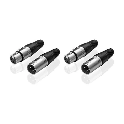 Immagine di SIENOC 2 paia 4x di connettori maschio/femmina a 3 pin XLR adattatori audio microfono
