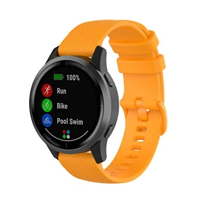 Immagine di Yikamosi Compatibile con Garmin Vivoactive 4 Cinturion,22MM Sgancio Rapido Silicone Chiusura in acciaio inossidabile Cinturino di Ricambio per 4/Venu 2,Arancia
