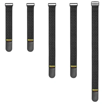 Immagine di Trilancer Cinghie Elastiche con Antiscivolo Set da 5 Fascette Riutilizzabili di 3 Misure Diverse a Strappo per Prolunghe, Cavi, Corde, Tubi Flessibili, Camper o Come Stringi Pantaloni