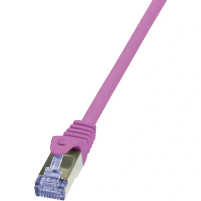 Immagine di LogiLink CQ3089S RJ45 cavo di rete, patch CAT 6A S/FTP 7.50 m Rosa Ritardante fiamma, con protezione 1 pz.