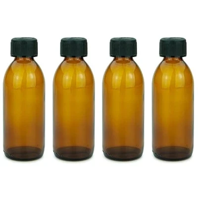 Immagine di mikken 4 bottiglie di vetro marrone da 200 ml con tappo a vite