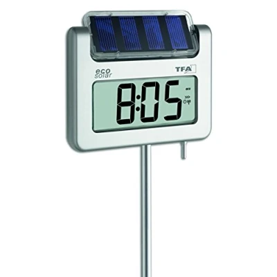 Immagine di TFA Dostmann AVENUE PLUS Termometro digitale, 30.2030.54, da giardino con illuminazione solare, Argento