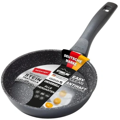 Immagine di Stoneline Padella in alluminio con ottimo rivestimento antiaderente, senza coperchio, anche per induzione, Grigio, 18 cm