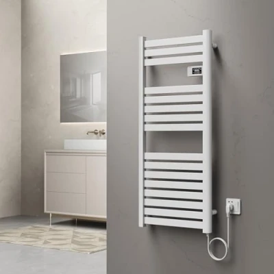 Immagine di pro.tec Scaldasalviette Elettrico Bagno Scalda Asciugamani da Parete 120 x 50 cm Termoarredo 500 W con Termostato Digitale Programmabile Bianco