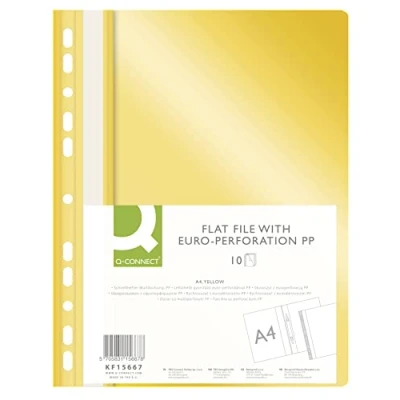 Immagine di Q CONNECT KF15667 Cartellina portadocumenti in plastica, formato A4, confezione da 10, colore: Giallo