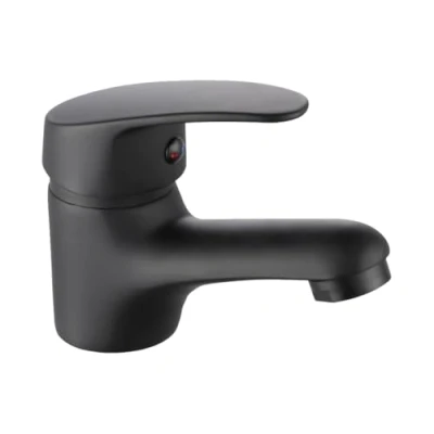 Immagine di INGUZ Linea Viggo rubinetto per lavabo durevole con aeratore, a risparmio d&#039;acqua, monocomando lavabo, miscelatore acqua fredda e calda, in metallo resistente. (Nero)