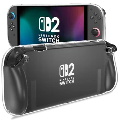 Immagine di ProCase Custodia per Nintendo Switch 2 2025 Cover, Protettiva Antigraffio, Antiurto con Manico Ergonomico Trasparente