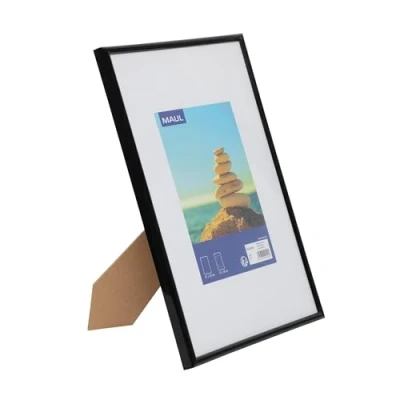 Immagine di MAUL Cornice foto 21x30 cm MAULart per in plastica con intarsio passe partout Cornici formato orizzontale e verticale Ideale le Nera