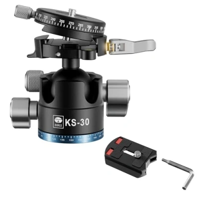 Immagine di SIRUI Testa a Sfera Basso Profilo KS 30, 36mm Doppia Panoramica 360 in Alluminio per Fotocamera, Videocamera, Professionale Treppiede, Monopiede, Carico Massimo 20kg