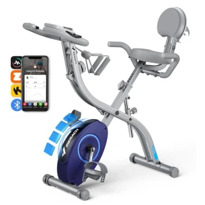 Immagine di MERACH Cyclette Pieghevole 4 in 1, Spinning Bike con Monitor LCD e Misurazione Manuale Delle Pulsazioni, Magnetiche Comodo Cuscino del Sedile, per la Casa, Salvaspazio