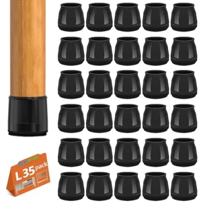 Immagine di Feltrini per Sedie, 35 Pezzi Gommini Sedie Rotondi, Tappi in Silicone con Feltro, Elastiche Protezione Gambe Delle Antigraffio（32 40mm）