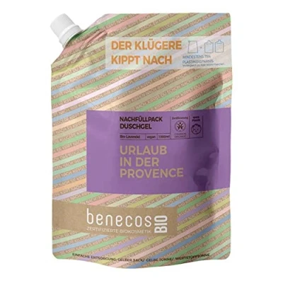 Immagine di benecos Bio Sacchetto di ricarica gel doccia lavanda Vacanze in Provenza vegano plastica riciclata