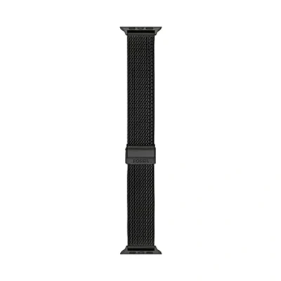 Immagine di Fossil Cinturino da uomo in pelle o Acciaio inossidabile, compatibile con Apple Watch 42 mm/44 mm/45 mm/46 mm/49 mm, Nero