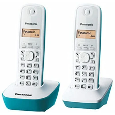 Immagine di Panasonic KX TG1612FRC, Telefono Duo cordless DECT senza segreteria, Colore Bianco e Azzurro [Versione Francese]