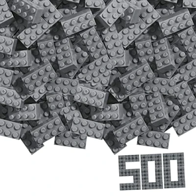 Immagine di Simba 104114549 Blox, 500 mattoncini grigi per bambini dai 3 anni in su, 8 pietre, cartone, di alta qualità, completamente compatibili con molti altri produttori, grigio