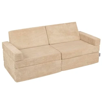 Immagine di KiddyMoon Divano Per Bambini Fatto Di Schiuma Letto Pieghevole Divanetto Trasformabile In Materasso Divani Poltroncina Leggero Camerette Stanza Da Gioco, Beige