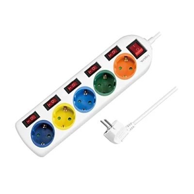 Immagine di LOGILINK REGLETA DE ENCHUFES 5 TOMAS, 5XCEE 7/3, W. 6INTERRUPTORES, COLORIDOS