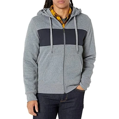 Immagine di Amazon Essentials Felpa con Cappuccio e Cerniera Integrale in Pile (Disponibile nelle Taglie Big &amp; Tall) Uomo, Nero Grigio mélange, XS