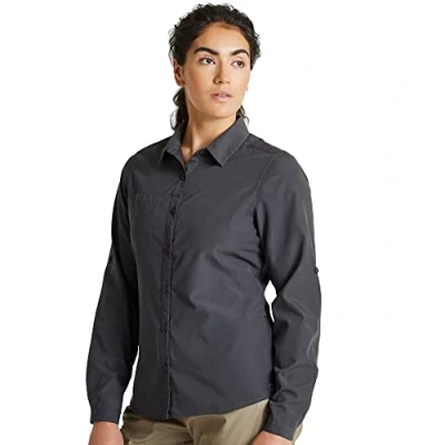 Immagine di Craghoppers Expert Womens Kiwi Long Sleeved Shirt, Camicia Button Down Donna, Carbon Grey, 12