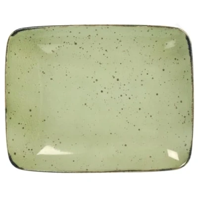 Immagine di H&amp;h set 6 piatti in stoneware mimosa verde rettangolare 29x23