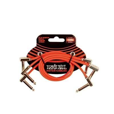 Immagine di Ernie Ball, Cavo patch piatto a nastro, 30,48 cm, confezione da 3, colore rosso
