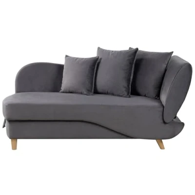 Immagine di Chaise Longue in Velluto Grigio Chiaro Lato Sinistro con Contenitore II