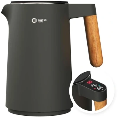 Immagine di BALTER bollitore in acciaio inox con regolazione della temperatura, 45C 100C, doppia parete, senza BPA, silenzioso e fili, funzione di mantenimento del caldo, indicatore