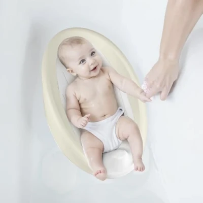 Immagine di Dolu supporto per vasca da bagno, antiscivolo, comodo e sicuro, colore beige, perfetto il bagno di neonati