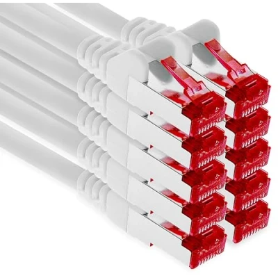 Immagine di 1aTTack.de 10x 1m cavo patch CAT6 S/FTP schermatura PIMF CAT.6 di rete RJ45 Ethernet DSL router LAN switch modem pannello bianco 10 pezzi