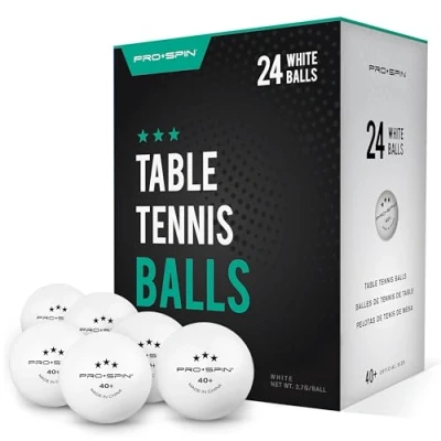 Immagine di PRO SPIN Palline Ping Pong Bianche 3 Stelle 40+ Palle da di Alta Qualità (Confezione 24) per Giochi e Competizioni, Esterno o Interno