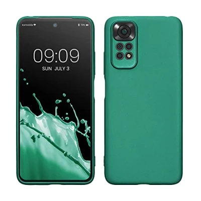 Immagine di kwmobile Custodia Compatibile con Xiaomi Redmi Note 11 / 11S Cover Protezione Back Case Morbida Silicone TPU Effetto metallizzato verde