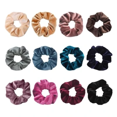 Immagine di 12 elastici per capelli in velluto, grandi e francesi, extra grandi, da donna, adatti maschere, feste, compleanni, abbigliamento quotidiano (12 colori)