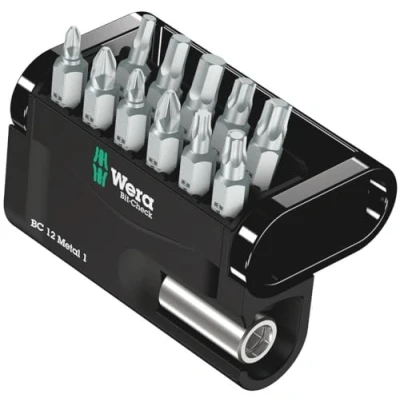 Immagine di Wera Bit Check 12 Metal 1 05057424001 Kit inserti parti Croce Pozidriv, Phillips, TORX interno, Brugola interna