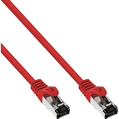 Immagine di InLine® Cavo patch SFTP (PiMf), Cavi di Rete Cat.8.1 con Frutto RJ45, 2000 MHz, senza alogeni, rame, rosso, 1 m