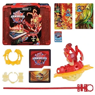 Immagine di BAKUGAN Baku Manto Speciale di Attacco, Personalizzabile, Action Figure Rotante e Contenitore, Giocattoli per Bambini Ragazze dai 6 Anni Tin 1 S1, Medium, 6067046