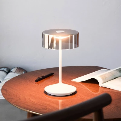 Immagine di Sigor Numotion Lampada da tavolo ricaricabile a LED, bianca, vetro, IP54, dimmerabile