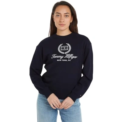 Immagine di Tommy Hilfiger FLAG Script Felpa, Donna, Taglia: Large, Desert sky