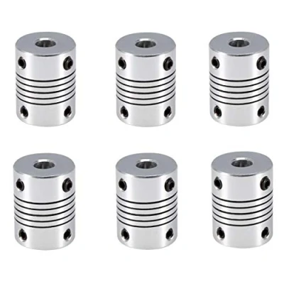 Immagine di JZK 6 x Giunto accoppiamento flessibile di alluminio da 5 mm a 8 per sostituzione accoppiatore stampante 3D, asse Z, motore passo nema 17