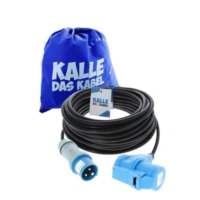 Immagine di KALLE DAS KABEL Cavo di prolunga CEE, in gomma con giunto a gomito 230 V H07RN F 3 G 2,5 mm², 240 voltsV