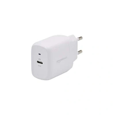 Immagine di Amazon Basics Caricatore da parete con 1 porta, USB C ,da 20 W, non GaN, spina del europea, Bianco, 2.76 x 8.3 4.39 cm