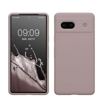Immagine di kwmobile Cover per Google Pixel 7a Custodia Back Case Smartphone in Silicone TPU Protezione Gommata lilla color carne