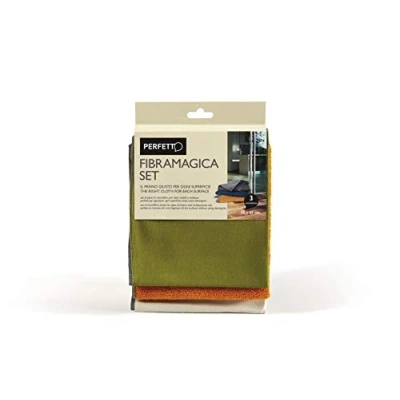 Immagine di Perfetto Microset Set 3 Pezzi Panni Microfibra, Tessuto, Zucca/Grigio/Petrolio, 40 x 35 0,5 cm